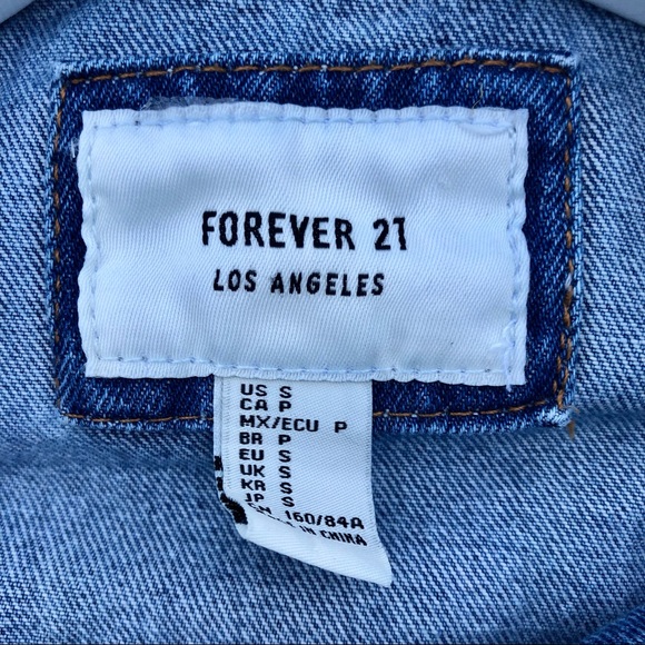 Forever 21 jean Denim jacket fur collar Sz. Small - Picture 4 of 10